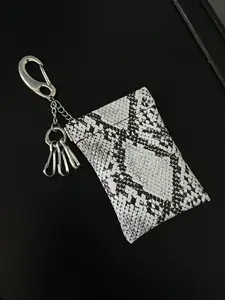 Metal Lobster Clasp Leather Snakeskin Keychain Bag Charm Waist Belt Accessory Coin Purse Simple Design for Men Women
