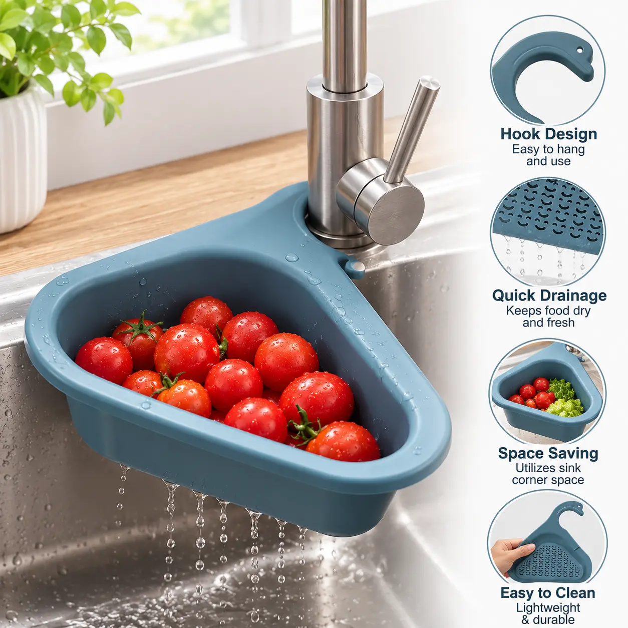1 Count, Swan Shaped Kitchen Sink Drain Strainer Basket, Hollow Hole Design for Vegetable Food Draining and Storage
