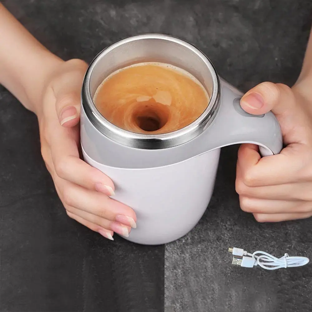Electric Coffee Stirring Cup, 1 Count Automatic Mixing Cup, Stainless Steel Magnetic Rotating Mug, USB Charging Home Stirring Milk Cup, Handheld Beverage Mixer