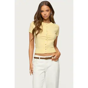 Wilmer Button Up Short Sleeve Knit Top