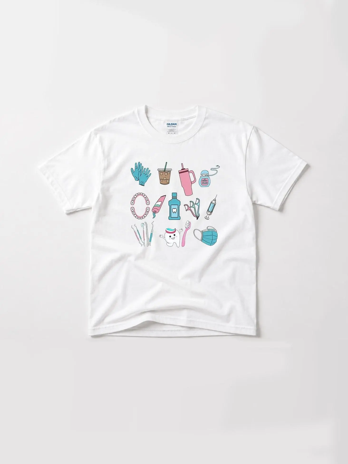Women's Cotton Graphic Casual Top - Dental Office Tee, Gift for Dental Staff, RDH Student Shirt, Black Fabric T-Shirt