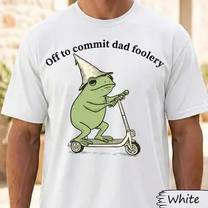 Comfort Colors Off To Commit Dad Foolery Funny Scooter Frog Fathers Day Shirt, Vintage Cute Dad Jokes Frog Fatherhood Father's Day Graphic Tee