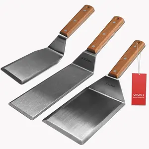 Stainless Steel Spatula Set, Grill Spatula Set with Full Tang Handle & Beveled Edges, Long Wide Spatula For Cast Iron Griddle,BBQ Flat Top Grill, Pancake Turner, Smash Burgers Metal Flipper