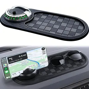 【Summervibes】 Multifunction Car Anti-Slip Mat, 2026 Multifunctional Car Dashboard Mobile Phone Holder, Auto Universal Rotatable Anti Skid Car Dashboard Pad with Temporary Parking Number