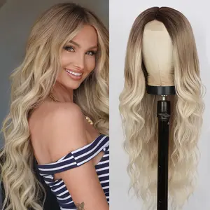 CHAOEE Long Wavy Wig for Women 26 Inch Middle Part Curly Wavy Wig Natural Looking Synthetic Heat Resistant Fiber for Daily Party Use