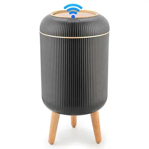 Pukomc Bathroom Trash Can 3.2 Gallon Narrow Trash Can with Lid, Innovative Press-Up Lid, Water-Resistant, Rectangular Plastic Garbage Can Black