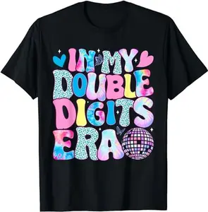 In My Double Digits Era Retro 10 Year Old 10th Birthday Girl Shirt, 10th birthday girl t-shirt, double digits era 10th birthday decorations, girls makes, perfect 10th bday gift idea, girl birthday gifts age girls clothes, 10th birthday present,