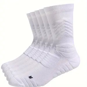 5pairs Men's Basketball Socks Cushioning Performance Crew Athletic Socks
