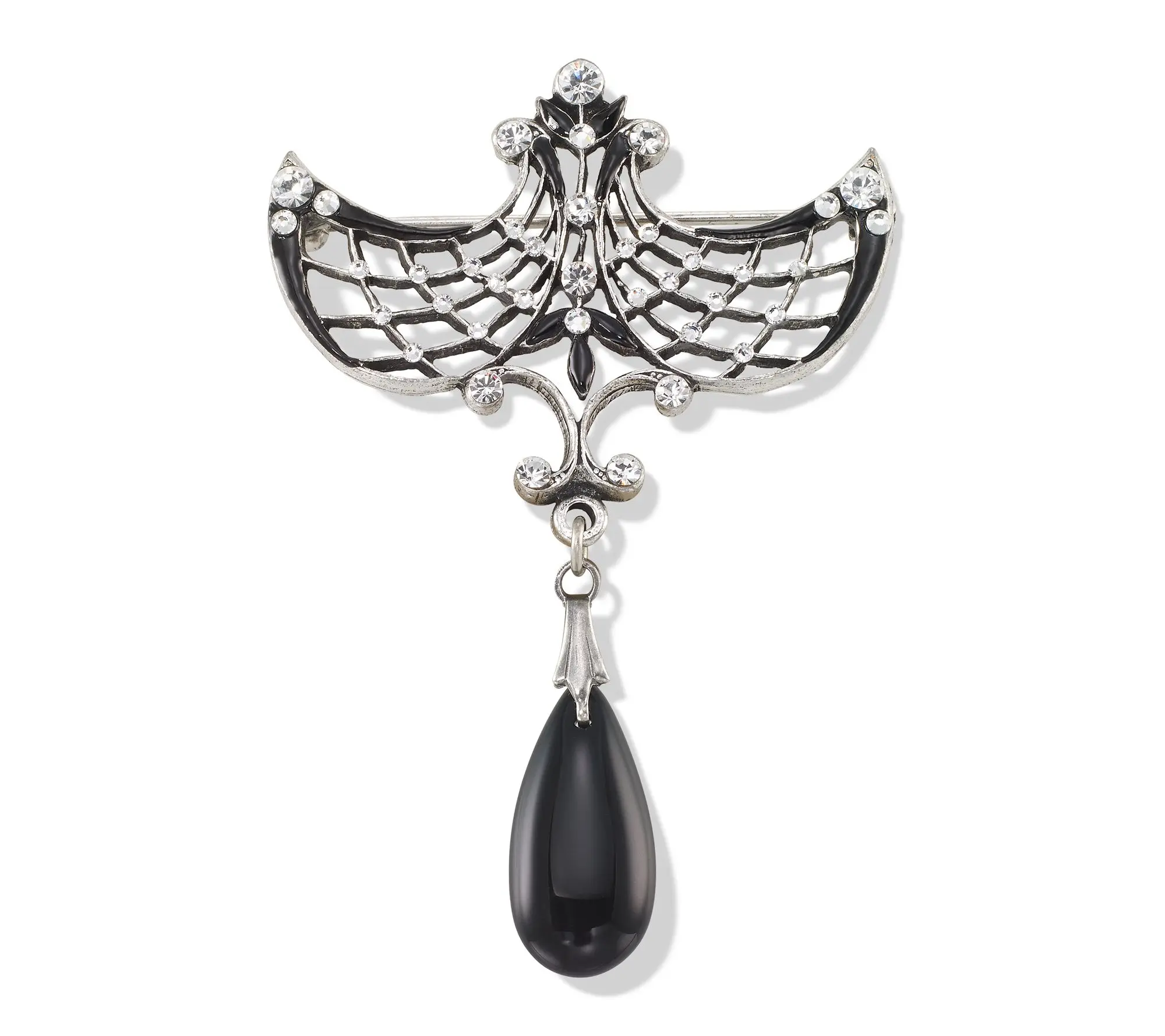 Anne Koplik Crystal Lattice Wings Pin w/ Drop