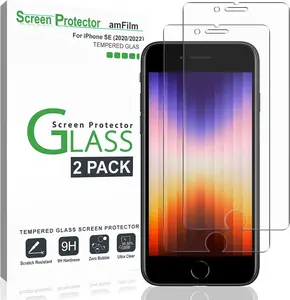 amFilm Screen Protector Compatible with iPhone SE 2 (2020 2nd)/ SE 3 (2022 3rd) Generation Tempered Glass, iPhone 8, 7, 6S, 6 (4.7") Halo Free Glass Screen Protector, 2 Pack
