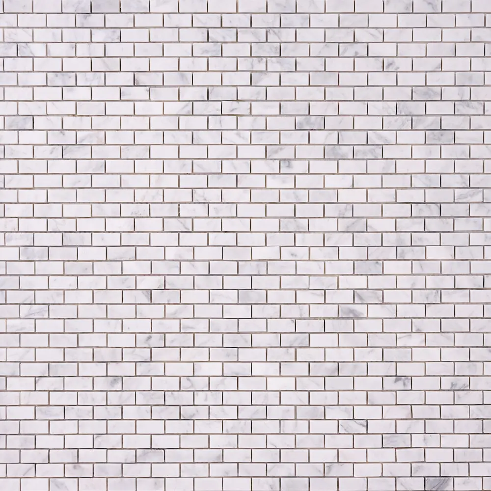 Carrara White Marble Baby Brick 12x12 Mosaic Polished/Honed Sample