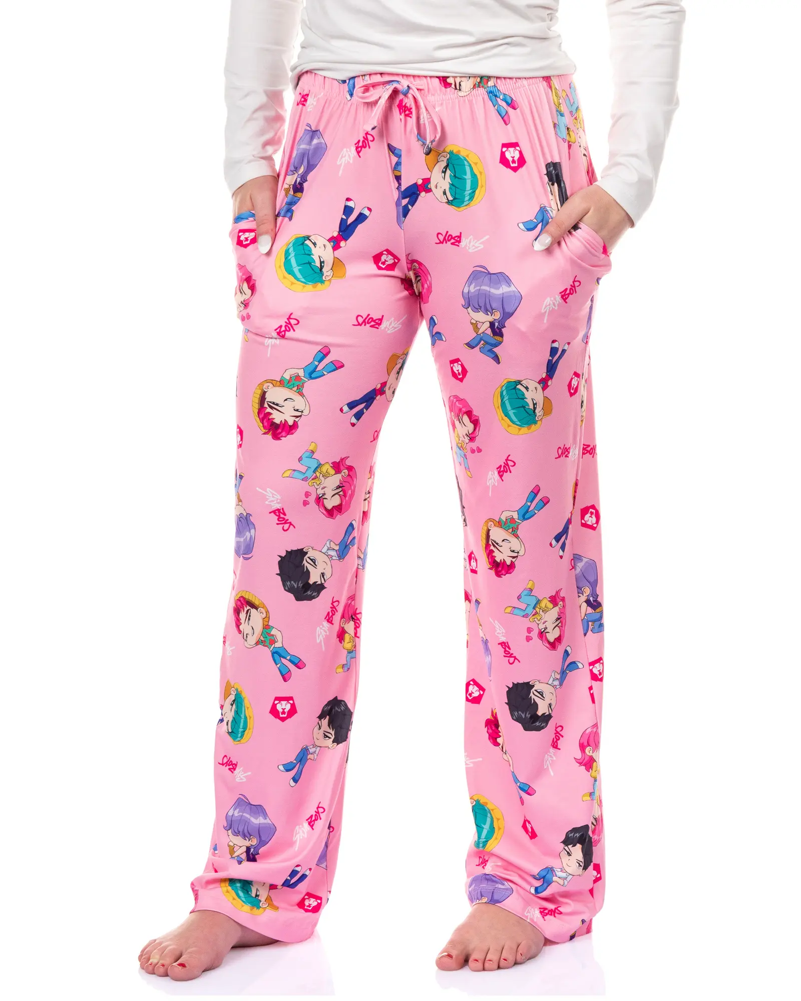 K-Pop Demon Hunters Saja Boys Pajama Pants Women's Chibi Toss Lounge Pant