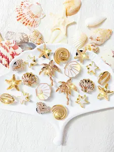 20pcs Ocean Series Shoe Accessories, Shoe Charms, Starfish, Palm Tree, Shell, Conch, Heart Decorations, DIY Footwear Embellishments