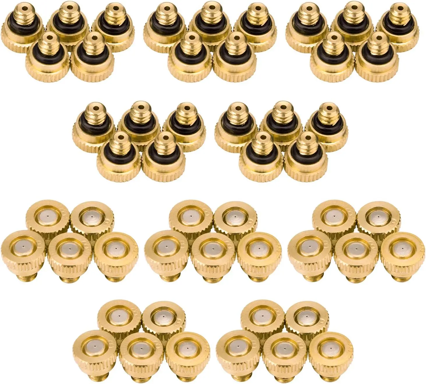50 count Brass Misting Nozzles for Outdoor Cooling System 0.012" Orifice (0.3 mm) 10/24 UNC