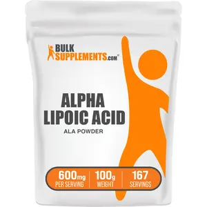 BulkSupplements Alpha Lipoic Acid (ALA) Powder - Edible - Collagen - Skincare Supplement - Antioxidant - 100g - 600mg per Serving Healthcare Fitness