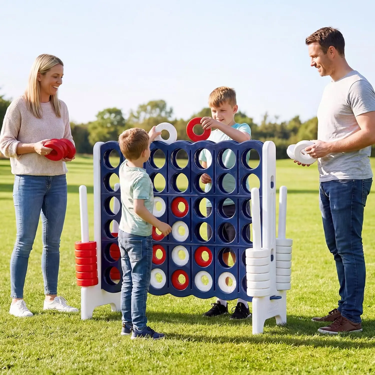 Costzon Jumbo 4-to-Score Giant Game Set, Giant 4 in A Row, Indoor Outdoor Board Game for Kids and Adults, Ideal for Holiday Party & Family Game Fun,Christmas Festival Gift ,  4th of july decor, dad gift