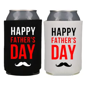 Father’s Day Can Cooler, Happy Father’s Day With Mustache, Dad Drink Coolie Gift, Beer Hugger, Party Favor