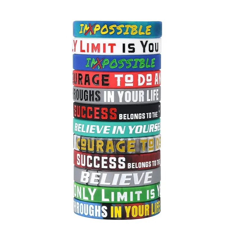 Silicone Bangle Set Multipack - Inspirational Message Bracelets for Unisex Teens & Adults, Casual Daily Wear Fashion Accessories, Birthday Gift for Loved Ones to Uplift