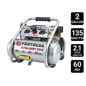 FORTRESS 2 Gallon, 135 PSI Ultra Quiet Oil-Free Hand-Carry Jobsite Air Compressor