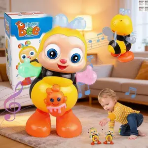 Dancing Bee Toy with Music LED Lights, Cute, Musical Light Up Walking Twisting Body Interactive Preschool Sensory Learning Toy for Toddlers