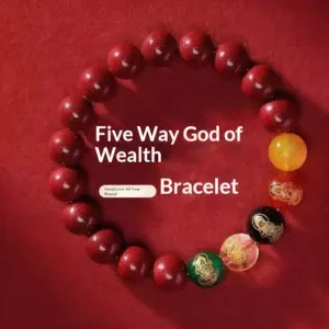 Women's Chic 5-Path Wealth Cinnabar Birth Year Ornament Money Bracelets - Daily Costume Jewelry Accessory, Stress Relief, Positive Energy, Evil Eye Protection Gift