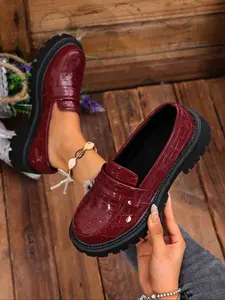 Women's platform comfortable soft loafers, Pu leather loafers, a must-have for daily casual wear, simple versatile one-foot platform shoes, commuting to work and school in all seasons, gifts