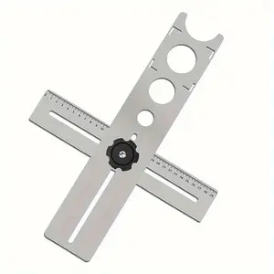 Stainless Steel Ceramic Tile Drill Guide, Multifunctional Positioning Ruler for Marble and Floor Tiles, Adjustable Measuring Tool with Knob