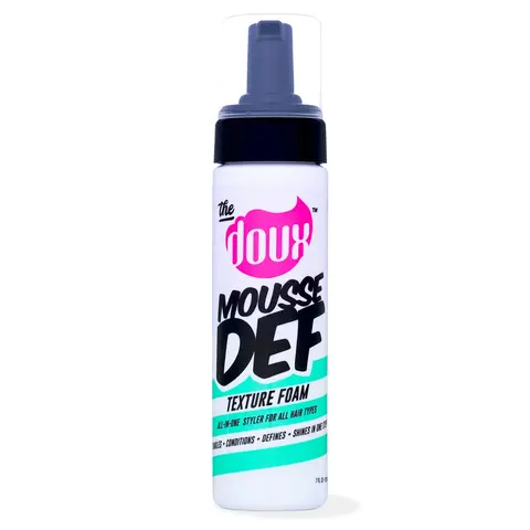 The Doux Mousse Def Texture Foam - Hydrating All-Day Curl Hold Mousse & Gel, Aloe + Silk Moisturizer, 7 oz Sculpt and Define Styling Product for Shiny Curls