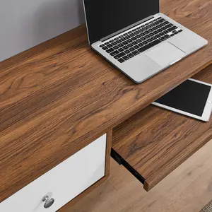 Modway Transmit 60" Wall Mount Wood Office Desk in Walnut White