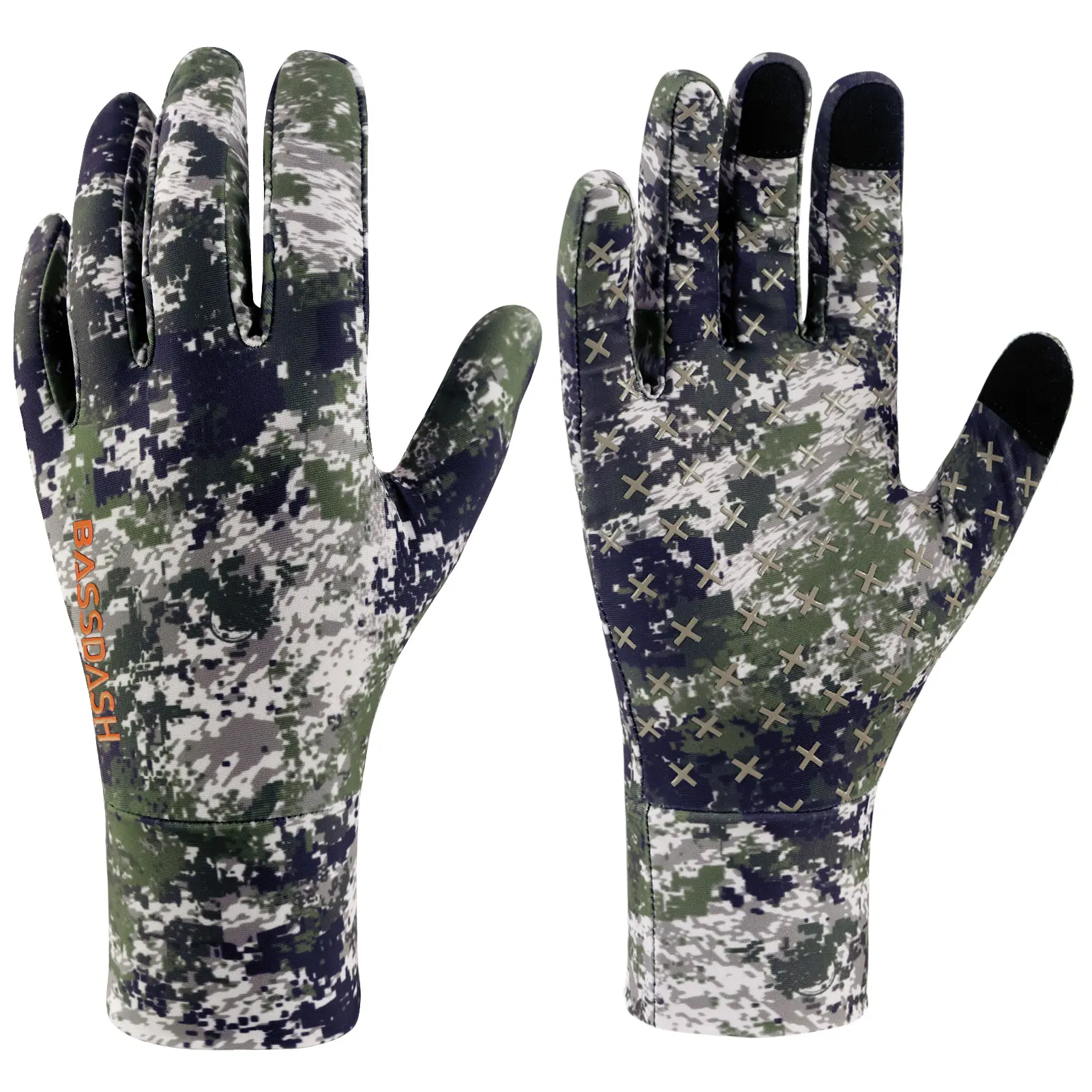 Bassdash Men's UPF 50+ Lightweight Hunting Gloves, Duck Camouflage Touchscreen Sports Gloves with Silicone Grip for Fishing & Hiking, Duck Camouflage Sports Gloves
