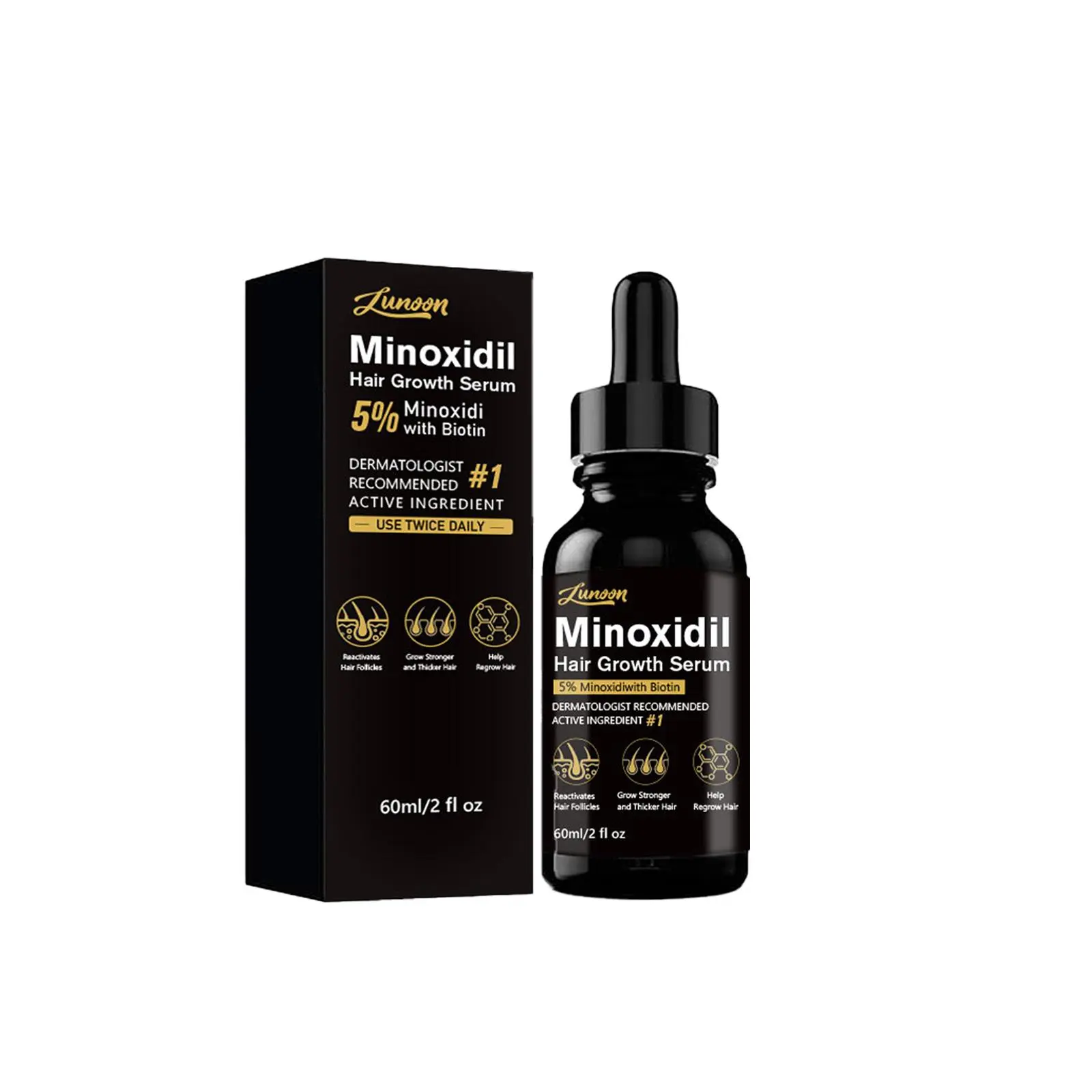 5% Minoxidil Hair Serum, Hair Thickening Serum, 1 Box/2 Boxes, Strengthens & Thickens Hair, Scalp Treatment for Hair Regrowth, Scalp Care for Men & Women, Daily Haircare, Hair Growth Stimulator