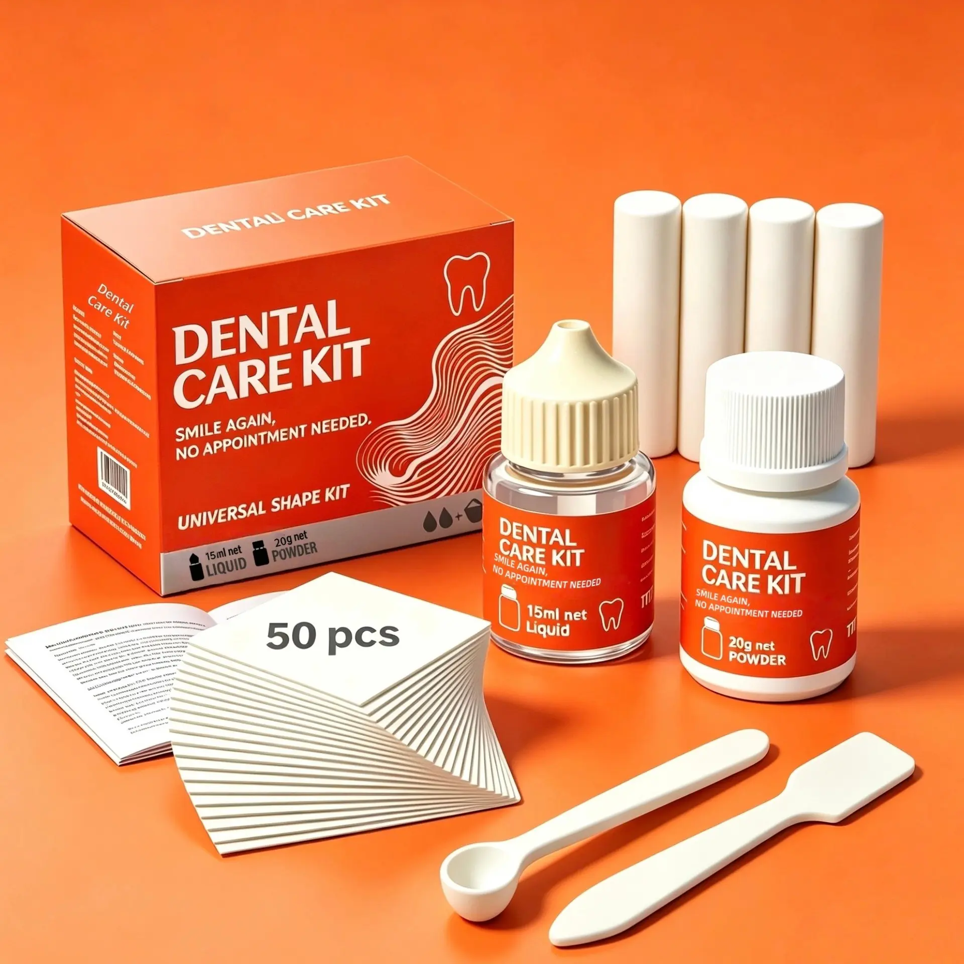Oral Tooth Repair Kit Set - Portable Temporary Dental Care Kit with Tooth Cement, Ideal for Loose Fillings & Crowns, Durable User-Friendly At-Home Set for Smile Touch-Up (Restore via Mix, Apply, Cure Steps)