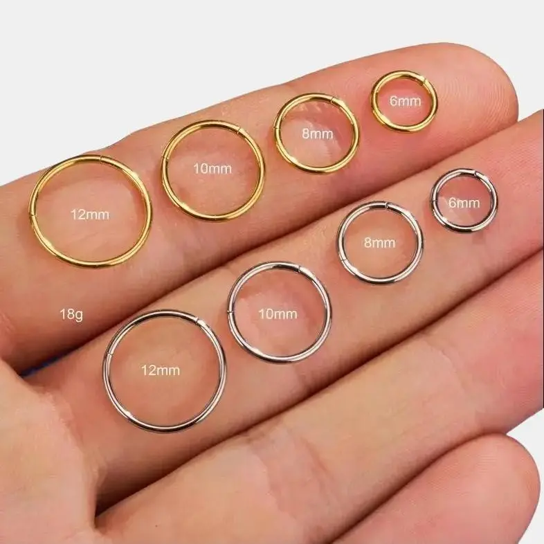 Oufer 16G/18G/20G Implant Grade Titanium Hinged Segment Nose Hoop Nose Ring Cartilage Hoop Septum Ring Gift Choice