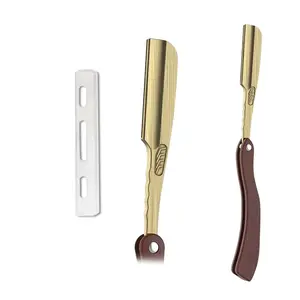 Men's Classic Straight Razor Kit  Stainless Steel Barber Razor, 30 Blades, Ergonomic Wooden Handle for Smooth, Precise Shaving