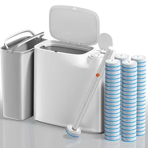 Bathroom Trash Can with Lid,Narrow White Plastic Small Trash can, for Bathroom with Removable Liner Bucket and Disposable Toilet Cleaning Kit，for Bathroom,and Small Toilets.Suitable For Halloween Decor, Fall Decor, Room Decor, Party Favors (White)