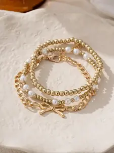 September Elegant Faux Pearl Decorated Bracelet Set, Fashion Matching Bracelet, Fashion Jewelry for Party, Daily Clothing Decor, Trendy All-match & Exquisite Jewelry for Birthday Gift Christmas Gift