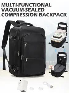 Vacuum Compression Backpack, Business Travel Backpack, Airline Approved 40×30×20cm Travel Bag, Under Seat Cabin Bag, TSA Approved Carry-On Luggage, Expandable Capacity, 14'' Laptop Compartment, Trolley Sleeve, Adjustable Backpack