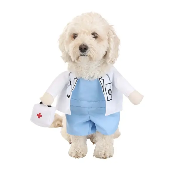 Doctor Pet Costume Medical Staff Dog Outfit for Halloween Blue