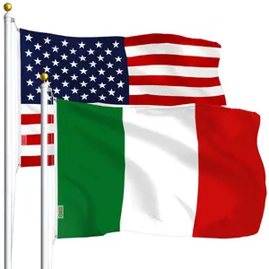 G128 Combo Pack: USA  3x5 Ft 75D Printed Stars & Italy (Italian) Flag 3x5 Ft 75D Printed