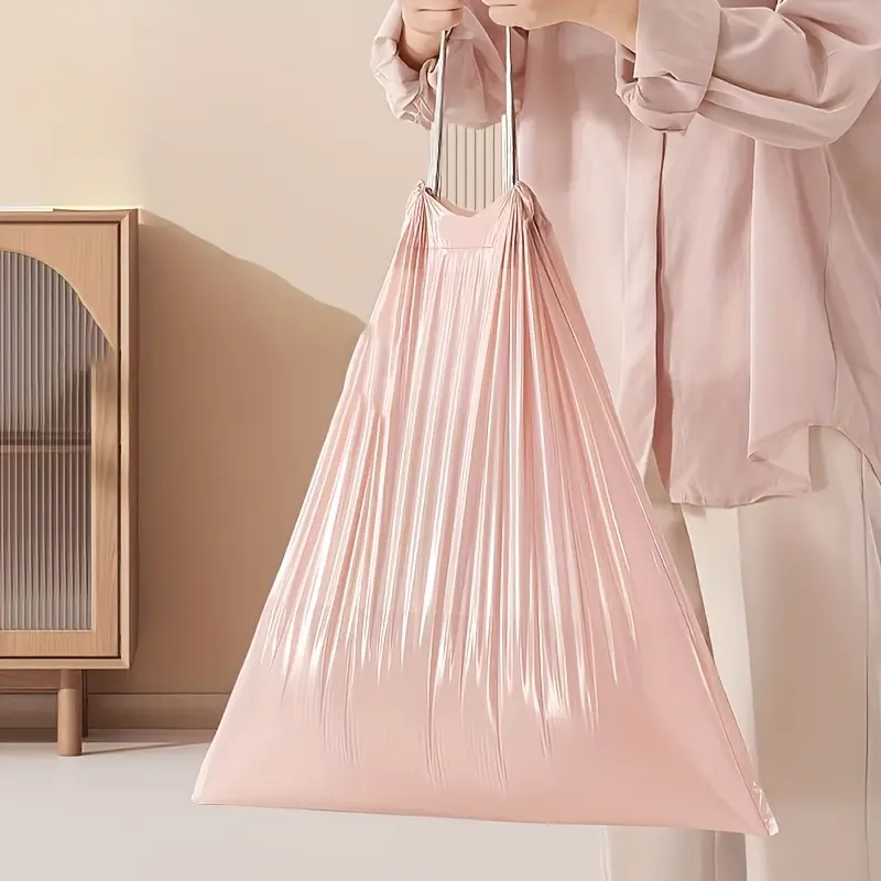 50 Rope Trash Bags, Drawstring Trash Bags, Durable Trash Bag, Sturdy Trash Bags, High-Quality Plastic Garbage Bags, Colorful Waste Bin Liners for Kitchen Bathroom Bedroom Living Room Home Use