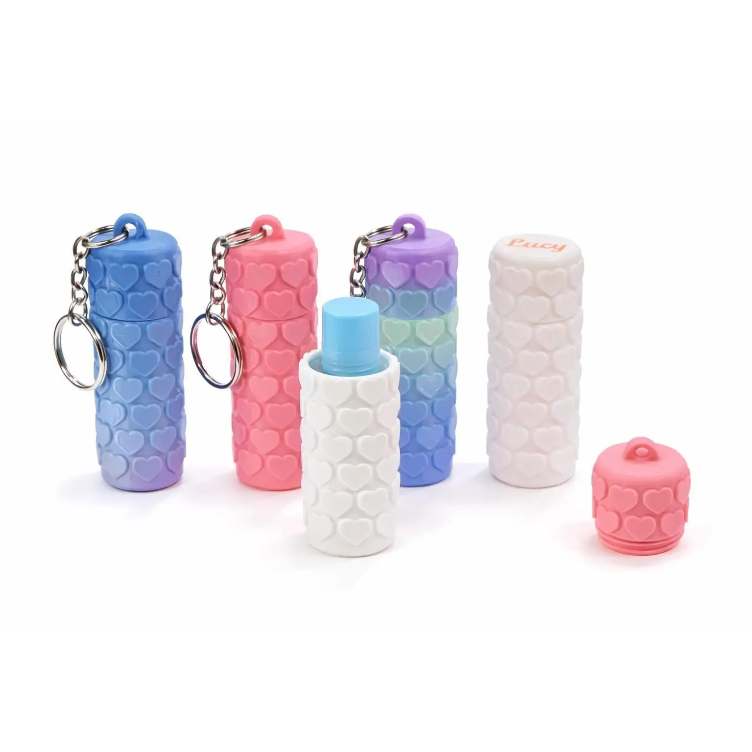 3D Printed Textured Heart Lip Balm & Lip Gloss Holder Keychain, Lightweight Portable Size Kitchen Fixture Accessory, Gift for Her