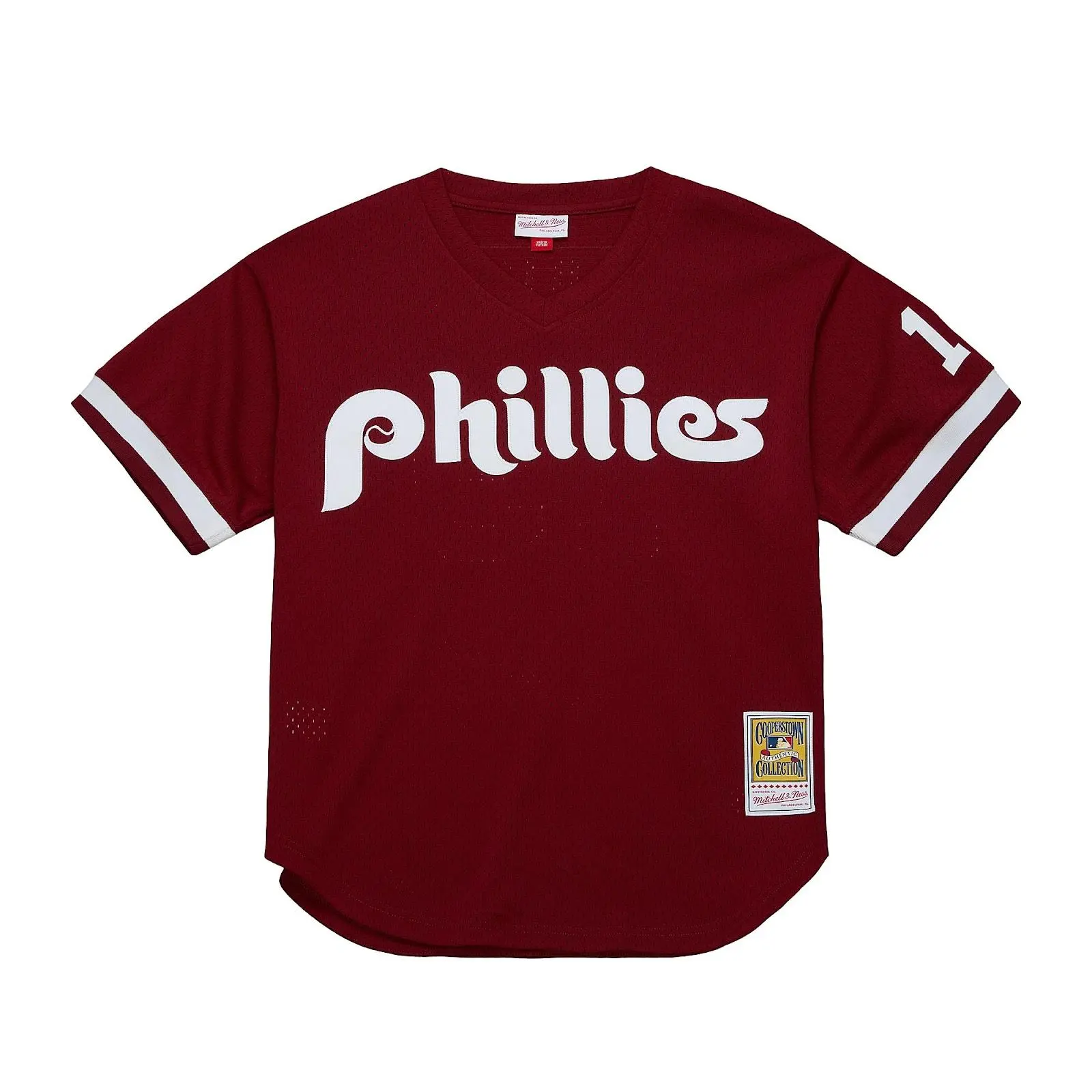 Men's John Kruk Burgundy Philadelphia Phillies 1991 Batting Practice Jersey MLB Throwback Baseball Cooperstown Fan Gear Mitchell & Ness