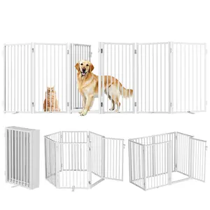 PAWGIANT Pet Gate, 120''Extra Wide Foldable Dog Fence Indoor, 32''Height Dog Gate for Fireplace, Garden, White, Mother's Day Gift