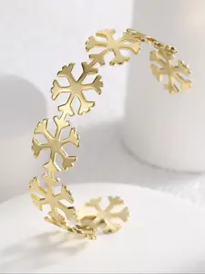 Women's Elegant Snowflake Design Cuff Bangle, Exquisite Trendy Cuff Bangle, Fashionable Matching Bracelet for Women & Girls for Daily & Party Decoration