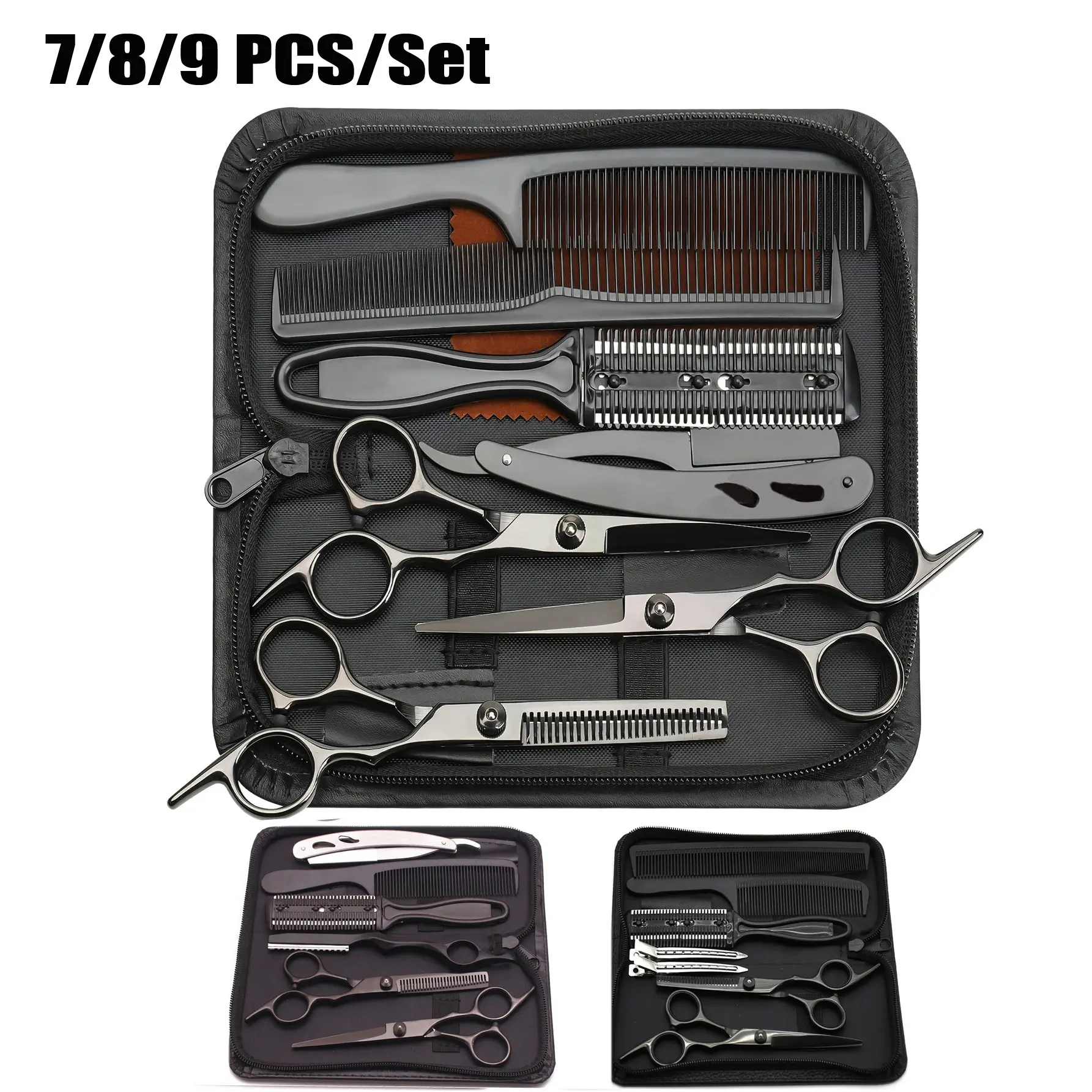 7/8/9pcs Professional Hair Clipper Set, Haircut Set - Right-Handed Thinning Shears for Men & Women, Ideal for Salon & Home Use, Perfect for All Hair Types, Hair Styling Set, Salon Supplies