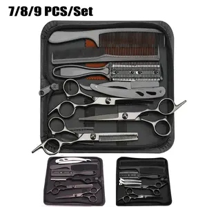 7/8/9pcs Professional Hair Clipper Set - Right-Handed Thinning Shears for Men & Women, Ideal for Salon & Home Use, Unscented, Perfect for All Hair Types, Relaxed Textured Hair, Hair Grooming Kit, Hair Cutting Kits, Hair Styling Set