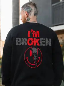 I’m Broken Graphic Sweatshirt, Dark Gothic Smile Design, Unisex Streetwear