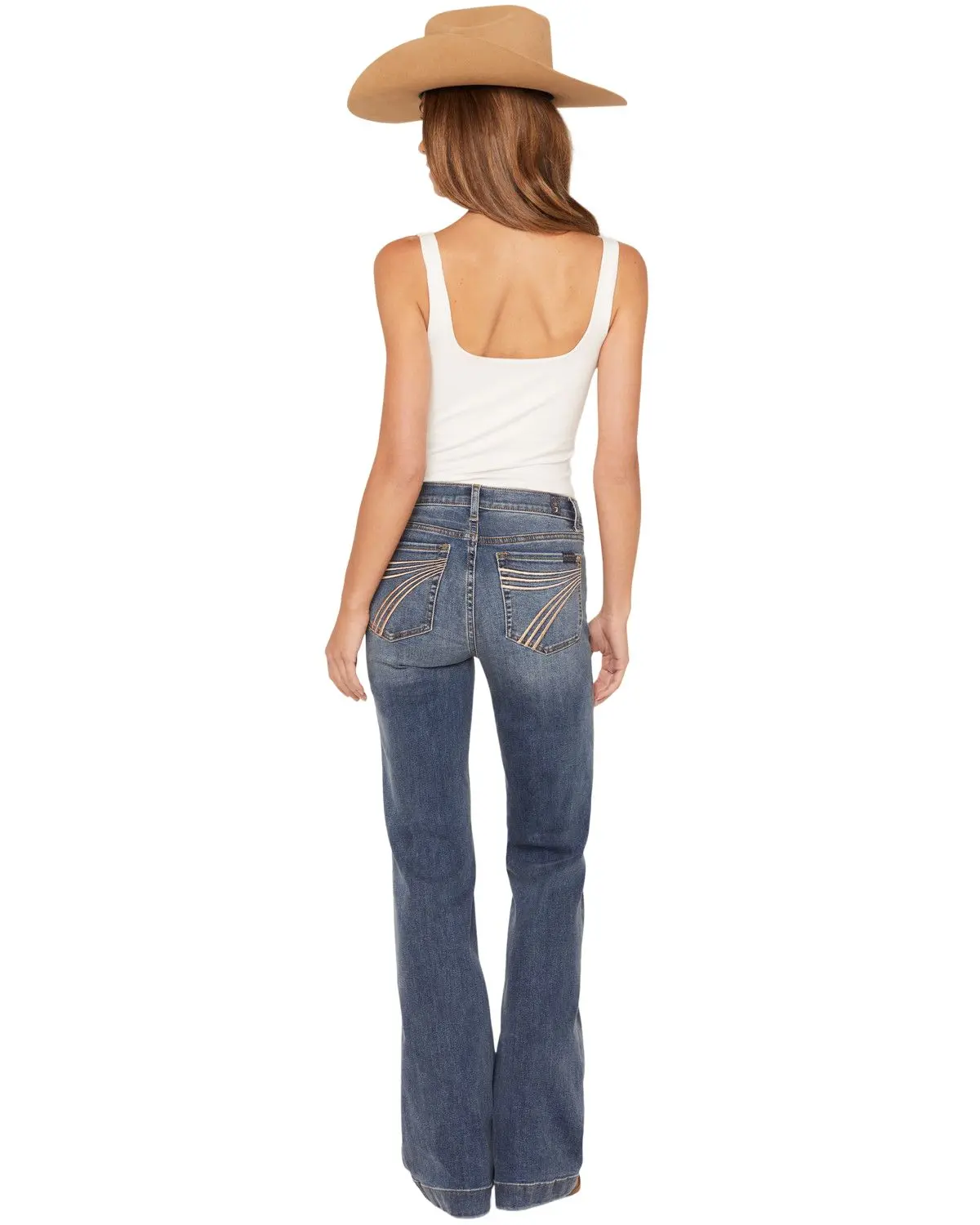 7 For All Mankind Women's Women'S Gale Medium Wash Mid Rise Metallic Pocket - 7U300005-3Nu