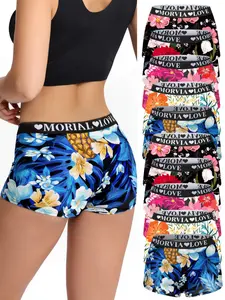 10-Pack Women's Floral Printed Underwear Set, Soft Comfortable Skin-Friendly Briefs, Elastic Waistband, All-Season Wear, Casual Soft Panties