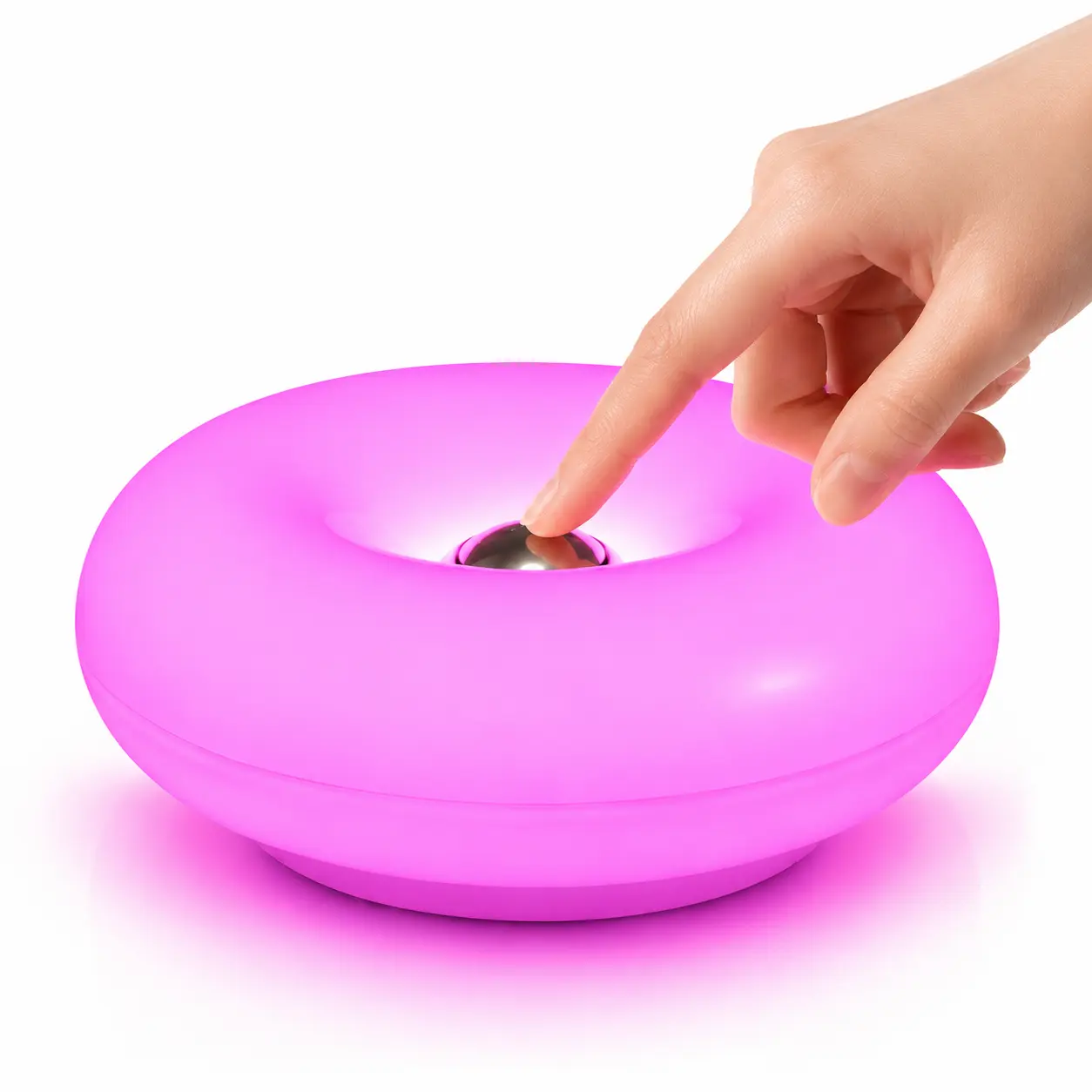Rechargeable Donut Table Lamp with Remote & Touch Control, 16-Color RGB Stepless Dimmable Ambient Light with Acrylic Shade, Cordless Mid-Century Modern Bedside Lamp for Bedroom, Living Room & Gifts